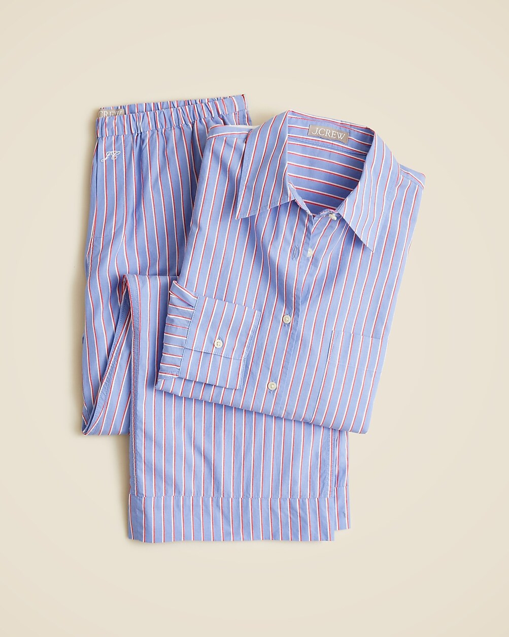 Relaxed pajama set in striped cotton poplin | J. Crew US