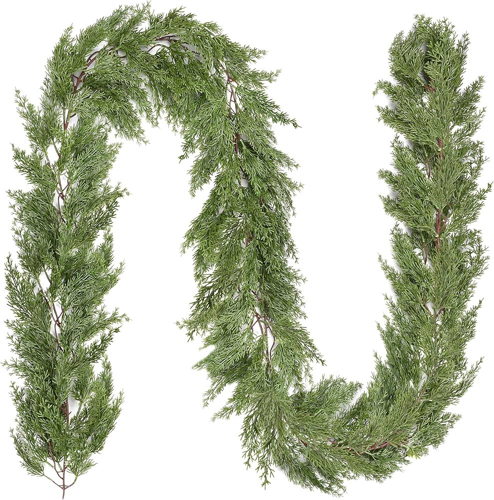 Palonu 6Ft Artificial Cedar Christmas Garland Thick Realistic Cypress Pine Needles Garland Xmas F... | Amazon (US)
