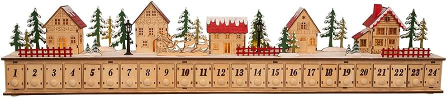 Kurt Adler 6.7-Inch Light-Up Christmas Village With Advent Calender | Amazon (US)