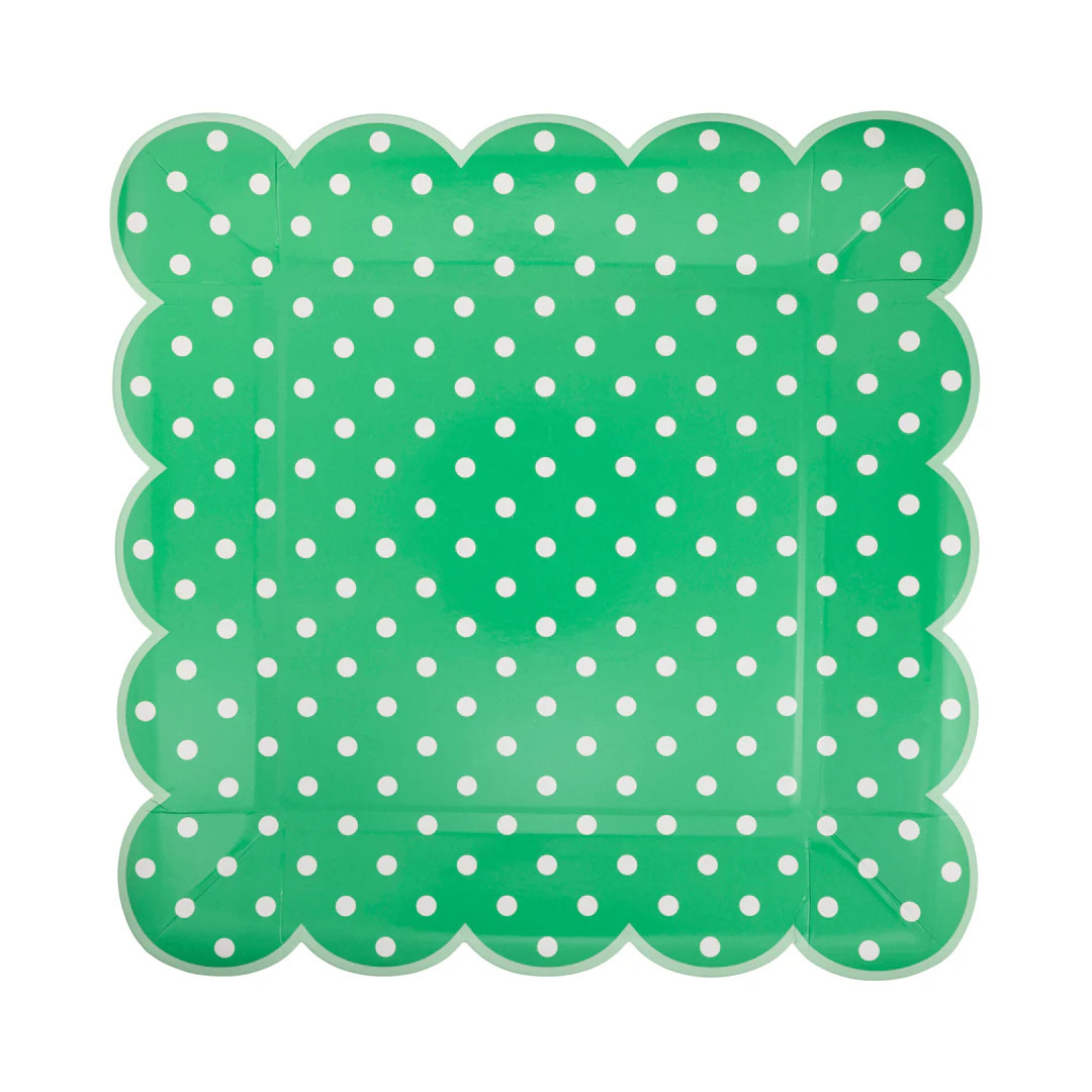 Polka Dot Scalloped Square Plate | My Mind's Eye