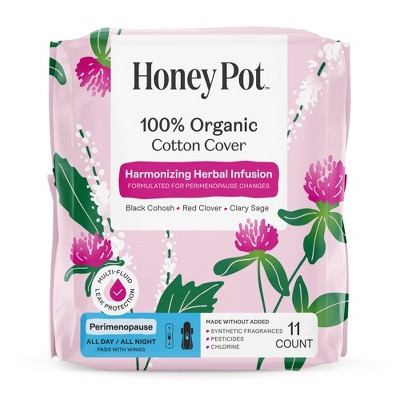 Honey Pot 100% Organic Cotton Cover Harmonizing Herbal Infusion Perimenopause Pads - 11ct | Target