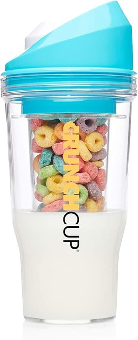 CRUNCHCUP XL Blue - Portable Plastic Cereal Cup for Breakfast On the Go, To Go Cereal and Milk Co... | Amazon (US)