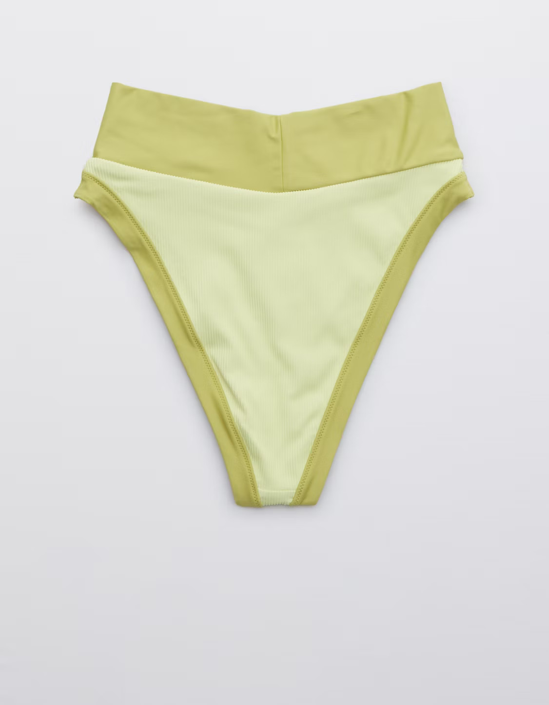 Aerie Ribbed Mix Crossover High Cut Cheeky Bikini Bottom | American Eagle Outfitters (US & CA)