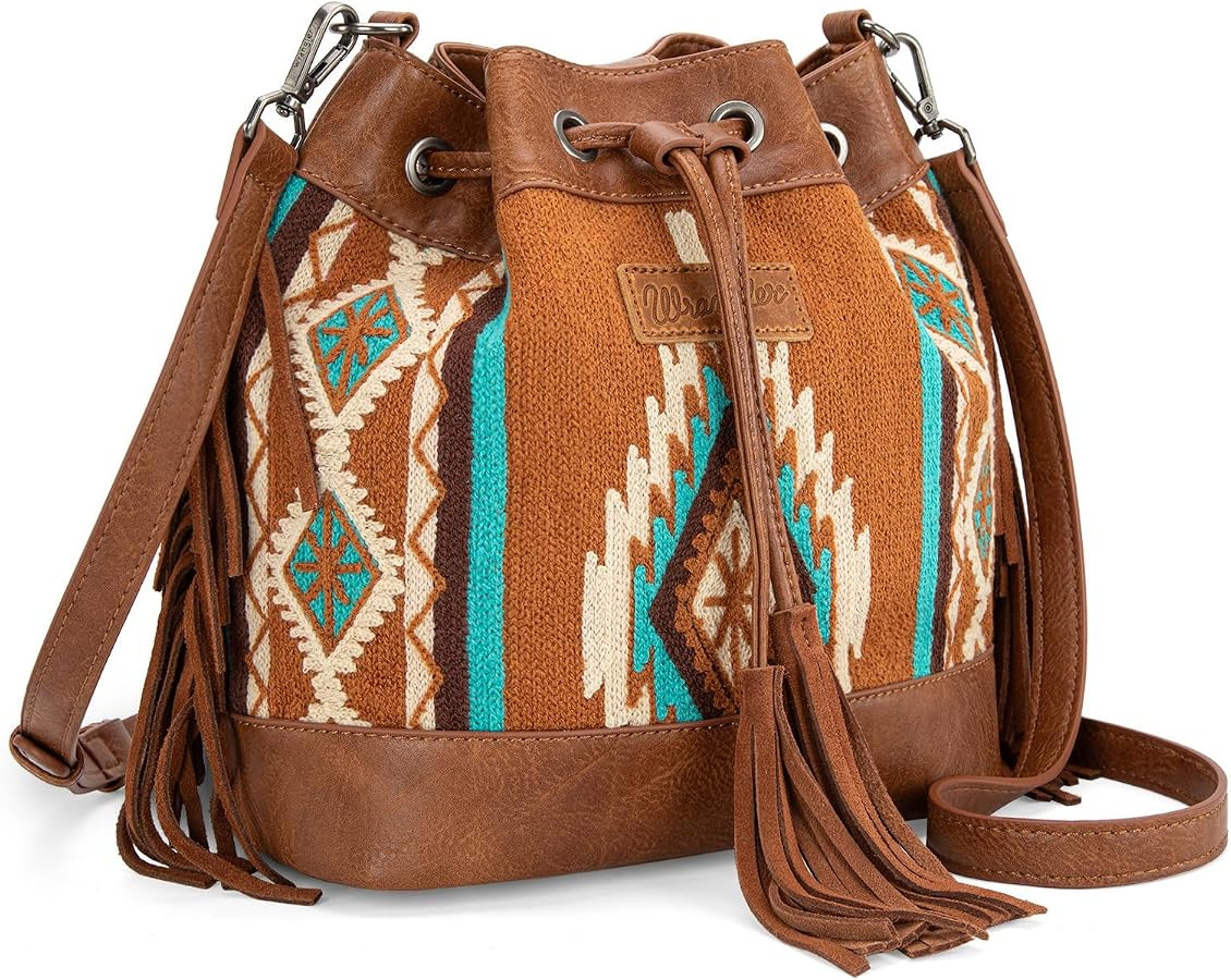 Wrangler Hobo Bags for Women Designer Aztec Bucket Purses Western Tapestry Shoulder Handbags | Amazon (US)