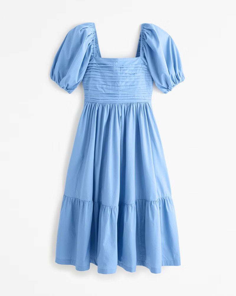 Women's Emerson Poplin Puff Sleeve Midi Dress | Women's Dresses & Jumpsuits | Abercrombie.com | Abercrombie & Fitch (US)