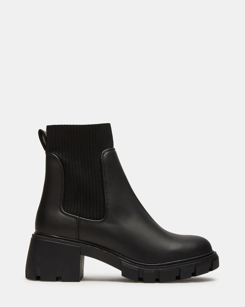 HUTCHH20 Black Water-Resistant Lug Sole Ankle Boot | Women's Booties | Steve Madden (US)