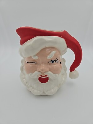 Vintage Santa Claus Ceramic 7" Pitcher  Winking Hand Painted & Intials Read Desc | eBay US