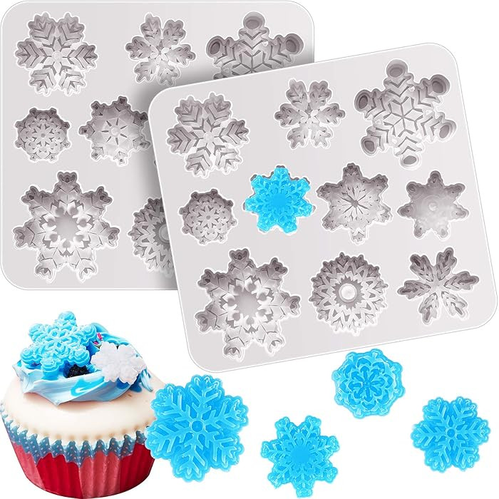 Boao 2 Pieces 3D Snowflake Silicone Mold Winter Snowflake Fondant Silicone Mold for Cake Cupcake ... | Amazon (US)