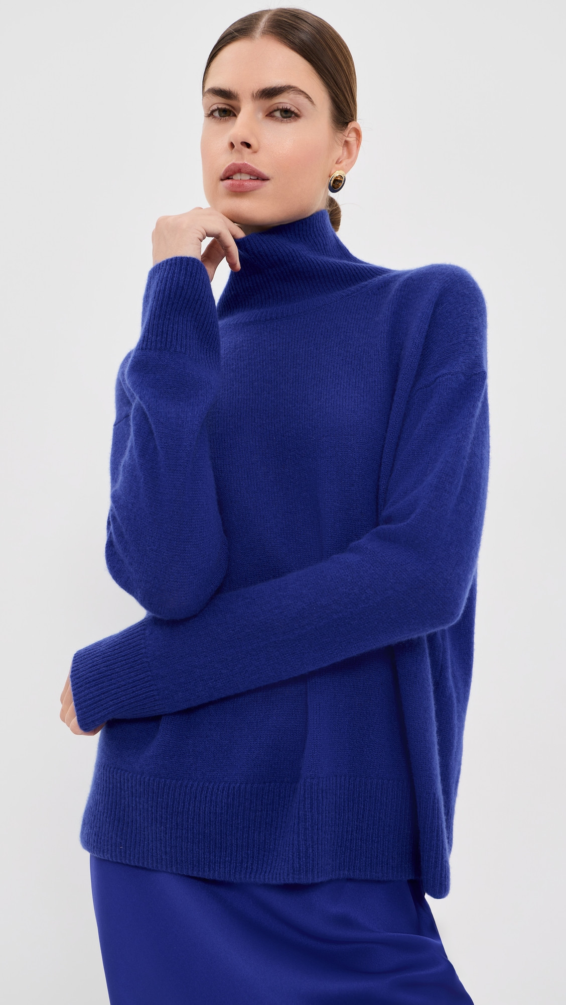 Sablyn Filomena Slouchy Cashmere Turtleneck Cobalt Blue XS | Shopbop