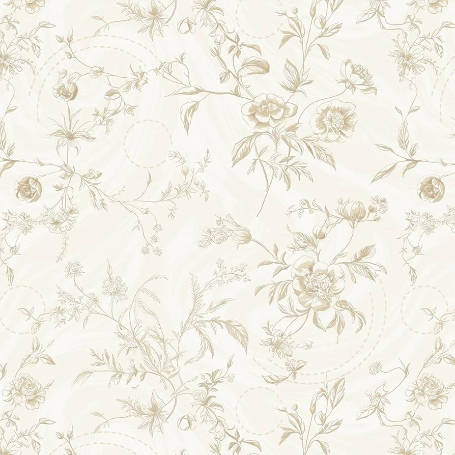 Ismoon Peel and Stick Wallpaper Floral Vintage Stick on Wall Paper Beige French Textured Contact ... | Amazon (US)