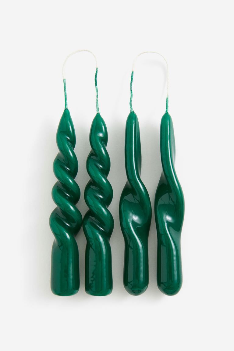 4-pack Mini Spiral Candles - Green - Home All | H&M US | H&M (US + CA)