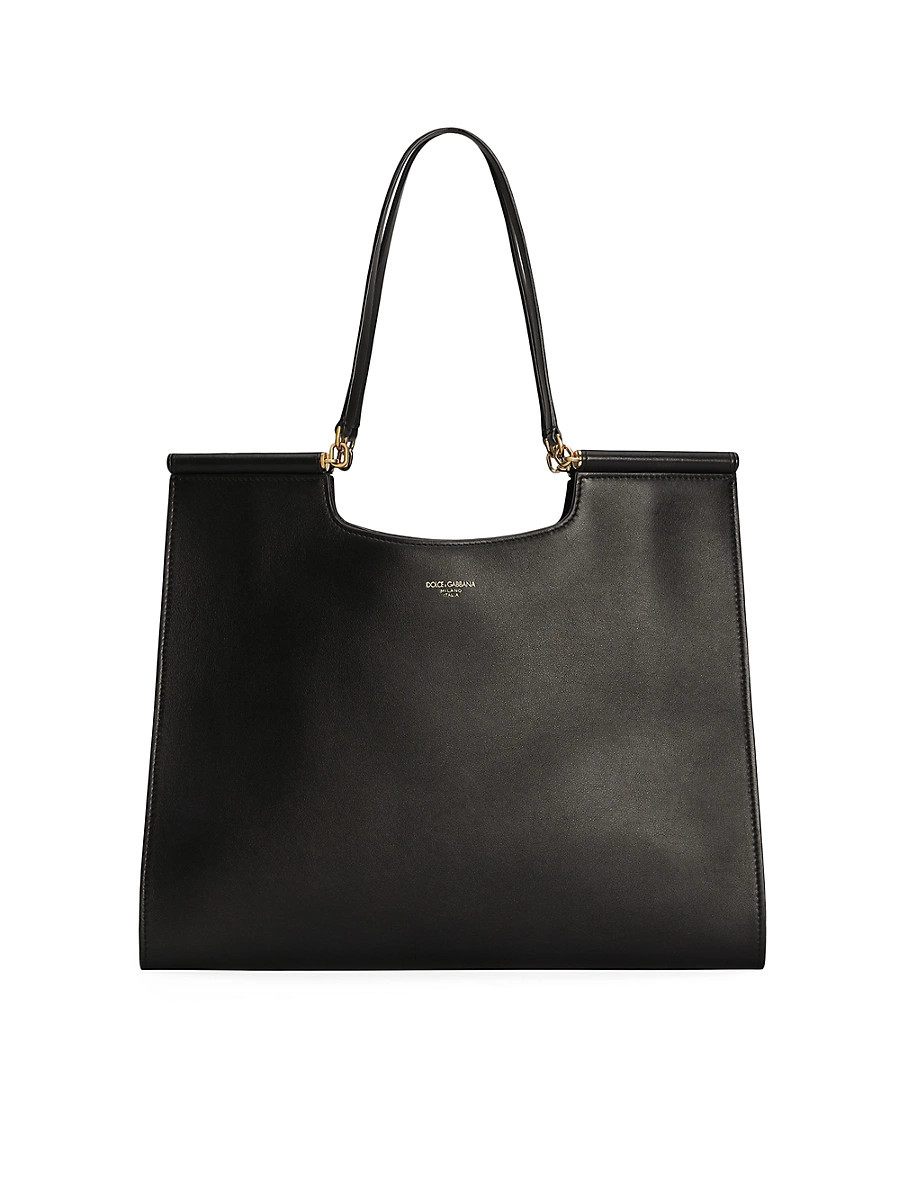 Women's Large Sicily Leather Shopper Tote - Black | Saks Fifth Avenue