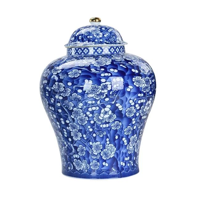 Ceramic Ginger Jar, Porcelain with Lid Chinoiserie Gift Porcelain Jars Vase for Living Room Flora... | Walmart (US)