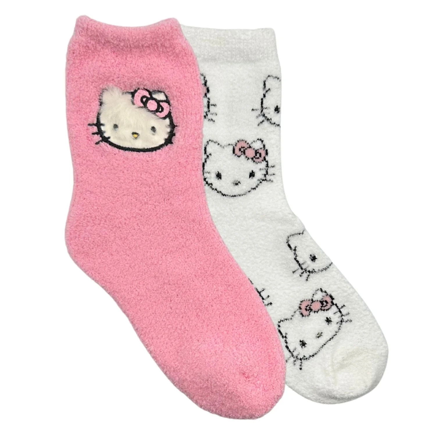 Hello Kitty Women's Cozy Crew Socks with Faux Fur Patch, 2-Pack, Size 4-10 | Walmart (US)