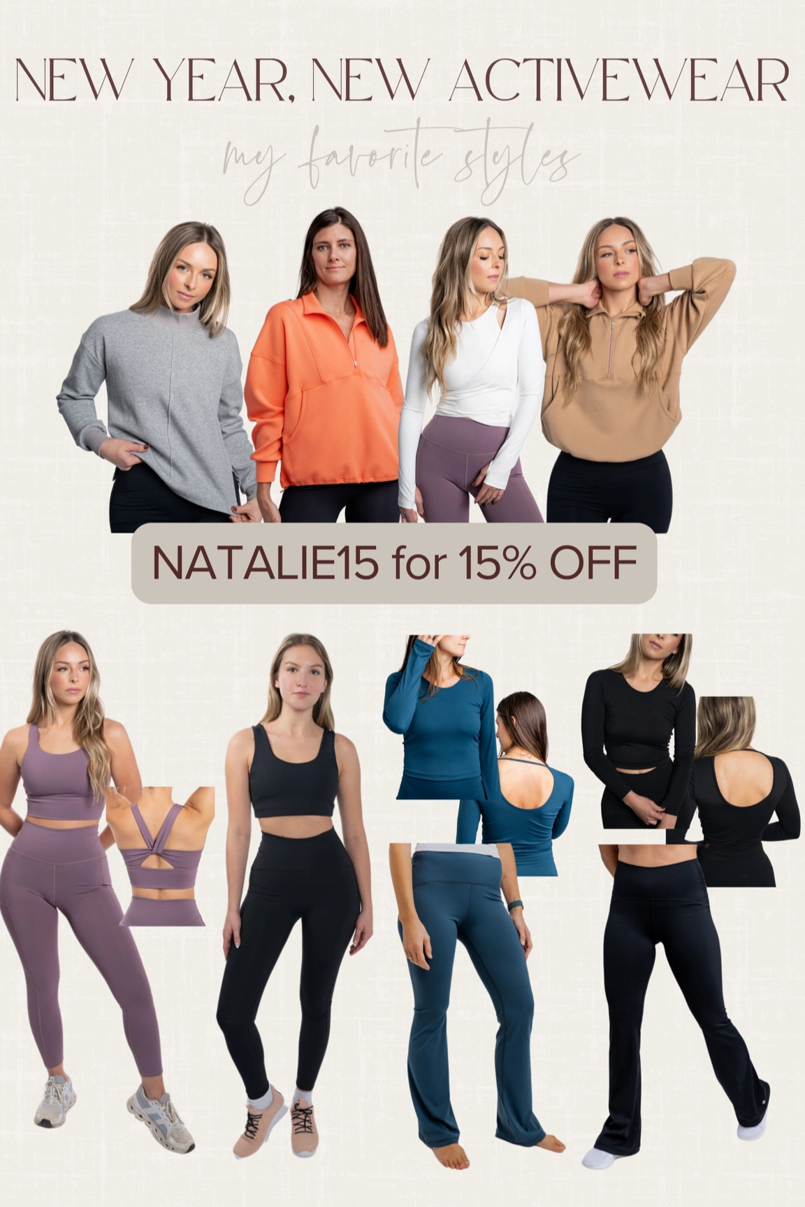 Natalie15 for 15% off 🫶🏼 wearing medium in tops and small in bottoms (31’ inseam on flare leggings)  