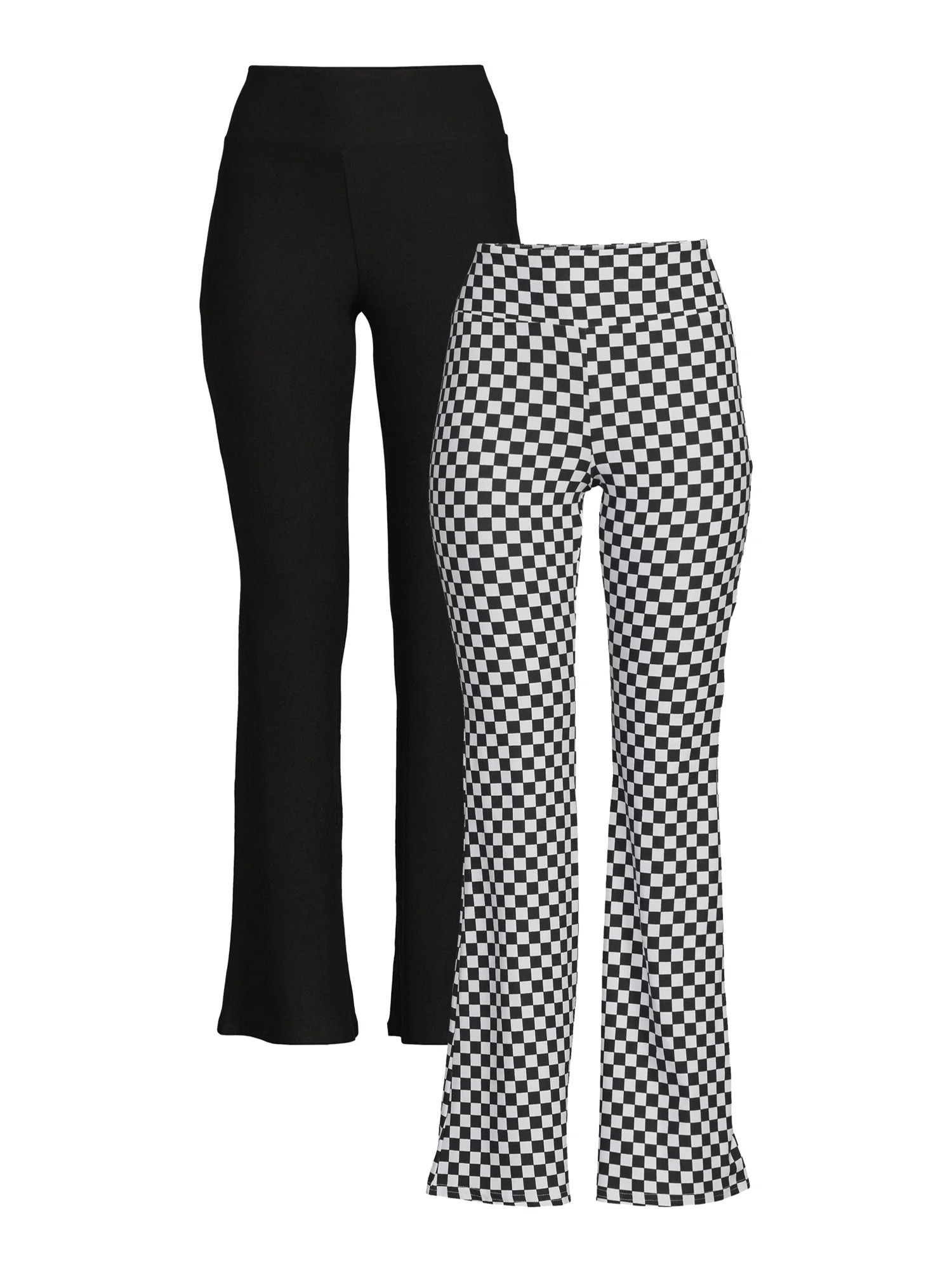 No Boundaries Junior's High-Rise Flare Pants, 2-Pack | Walmart (US)