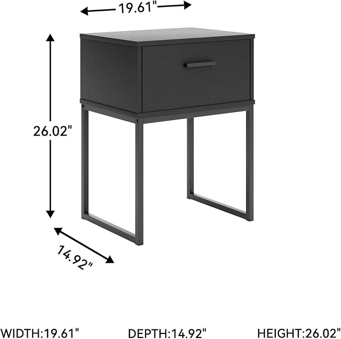 Signature Design by Ashley Socalle Modern 1 Drawer Nightstand with Metal Legs, 26.02" Tall, Black | Amazon (US)