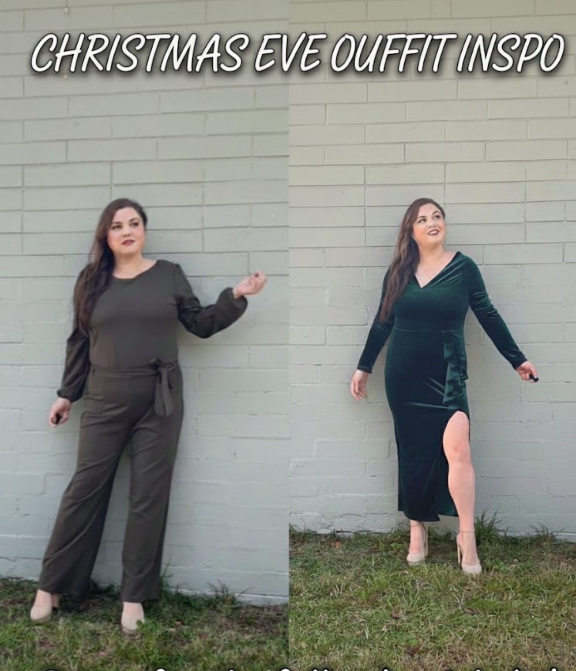 Finding the perfect balance between comfort and holiday glam can be a struggle, but these two looks have you covered for whatever your Christmas Eve plans look like! 🎄✨

Whether you’re heading to a formal dinner or a cozy family gathering, here are two midsize-friendly options that feel as good as they look:

The Emerald Velvet Midi: For when you want to bring the drama. This rich green velvet is incredibly soft and features a flattering side slit and ruffle detail.

The Olive Jumpsuit: The ultimate "chic but comfy" move. It’s sophisticated enough for church or a party but feels like pajamas.

Style Tip: I paired both with a classic heel to elongate the leg, but the jumpsuit looks just as cute with a pointed-toe flat!

Shop both similar looks and  accessories below! 👇

#ChristmasEveOutfit, , #MidsizeStyle, #HolidayOOTD, #Christmas2025, #LTKSeasonal, #VelvetDress, #MidsizeHoliday, #ChristmasPartyLook, #WinterFashion2025

#LTKgrwm #LTKHoliday #LTKMidsize
