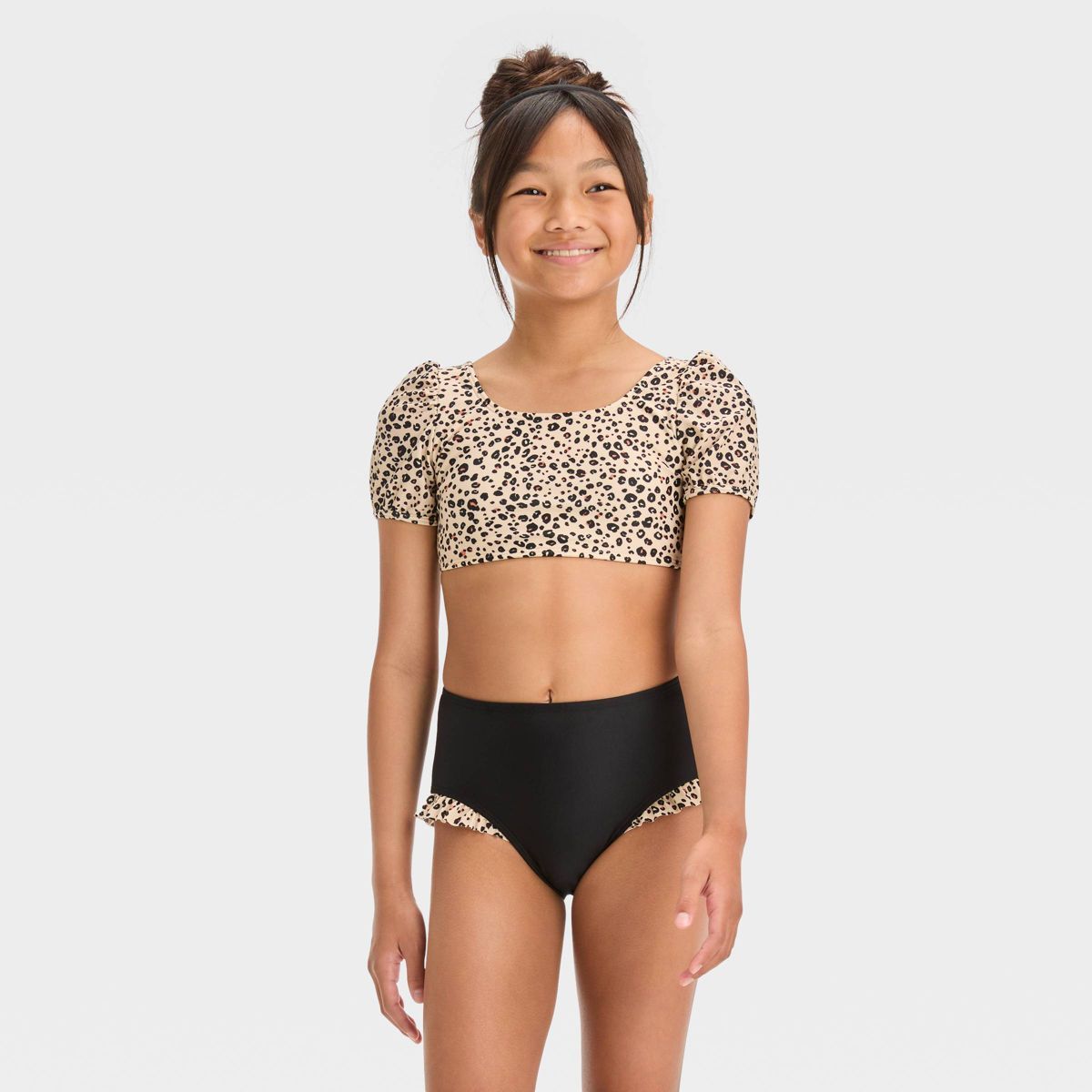 Girls' Leopard Spot Printed Bikini Set - Cat & Jack™ Beige | Target