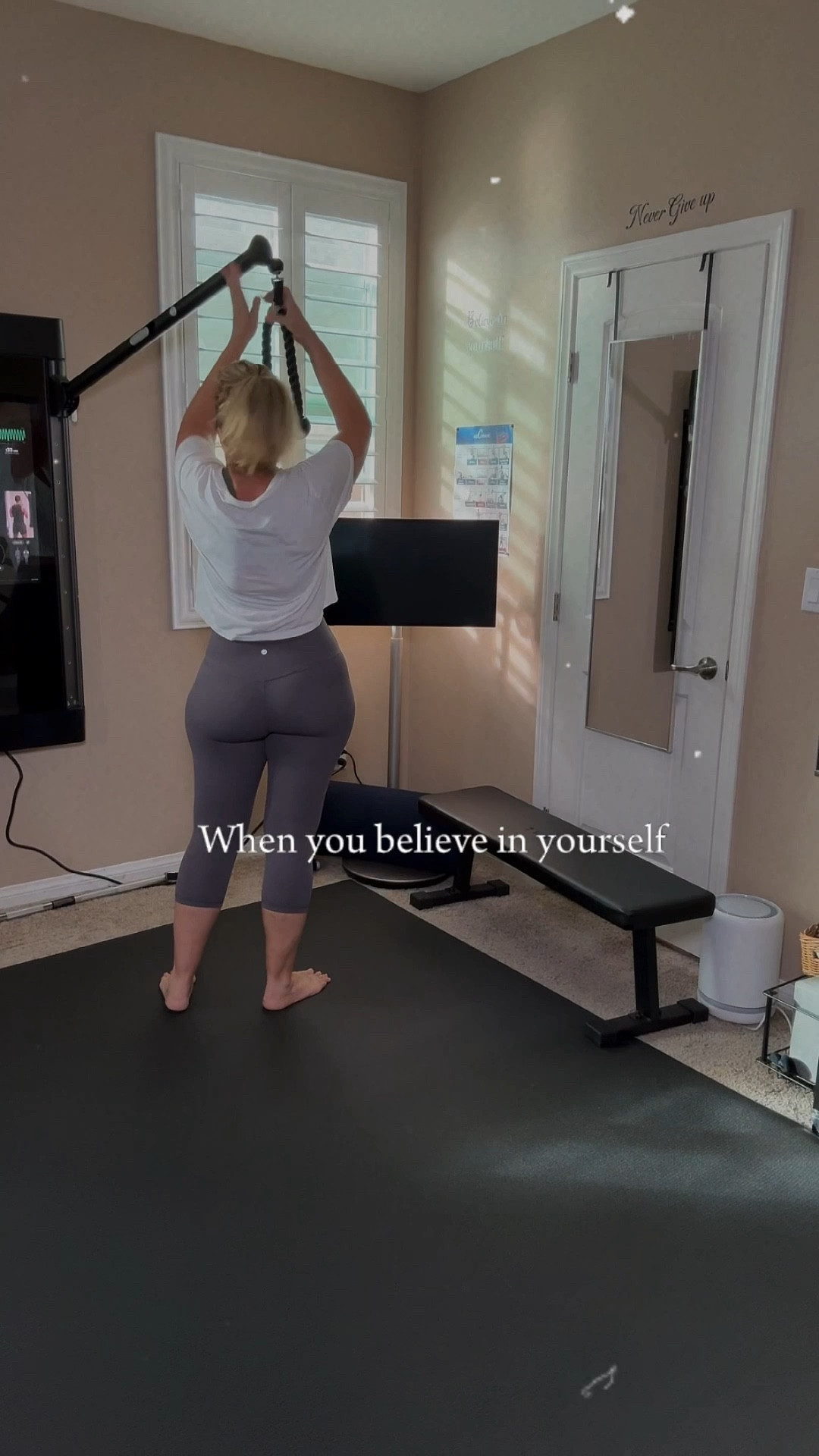 Trying a new angle today, showing the gym outfit while working out! I didn’t know I was gonna love this crop top as much as I do, but I do. The leggings and bra are buttery soft. I bought all the colors. 

#LTKMidsize #LTKfitnessgoals #LTKselfcare