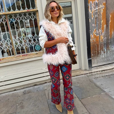 Red Tile Flared Jeans | Never Fully Dressed US