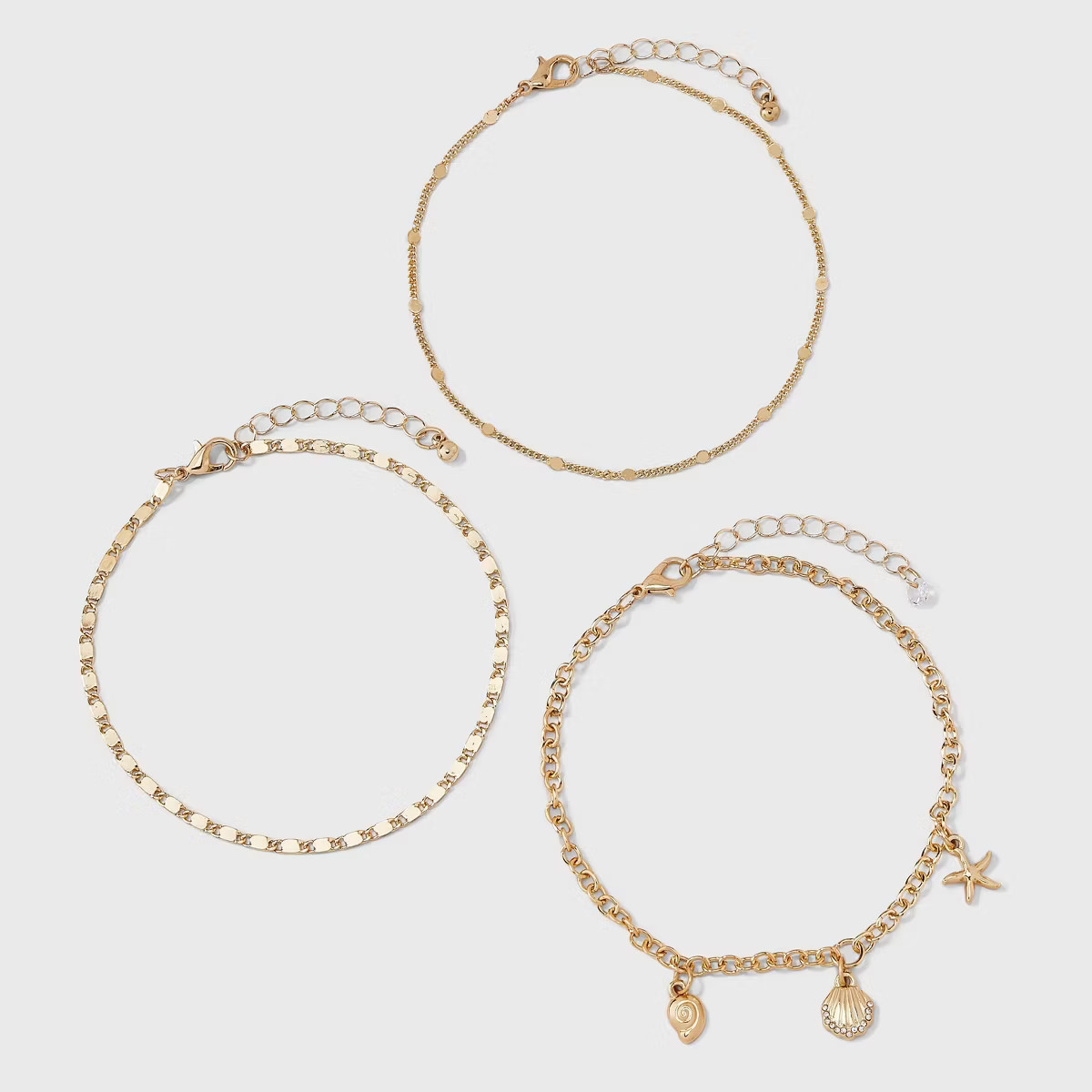 Mixed Seaside Charm Anklet Set 3pc - Wild Fable™ Gold | Target