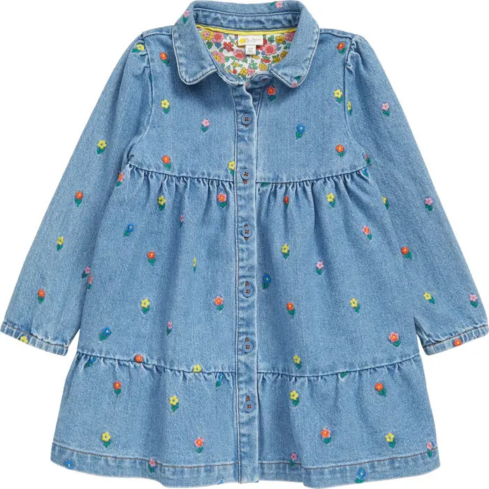 Kids' New Older Embroidered Floral Long Sleeve Denim Dress | Nordstrom