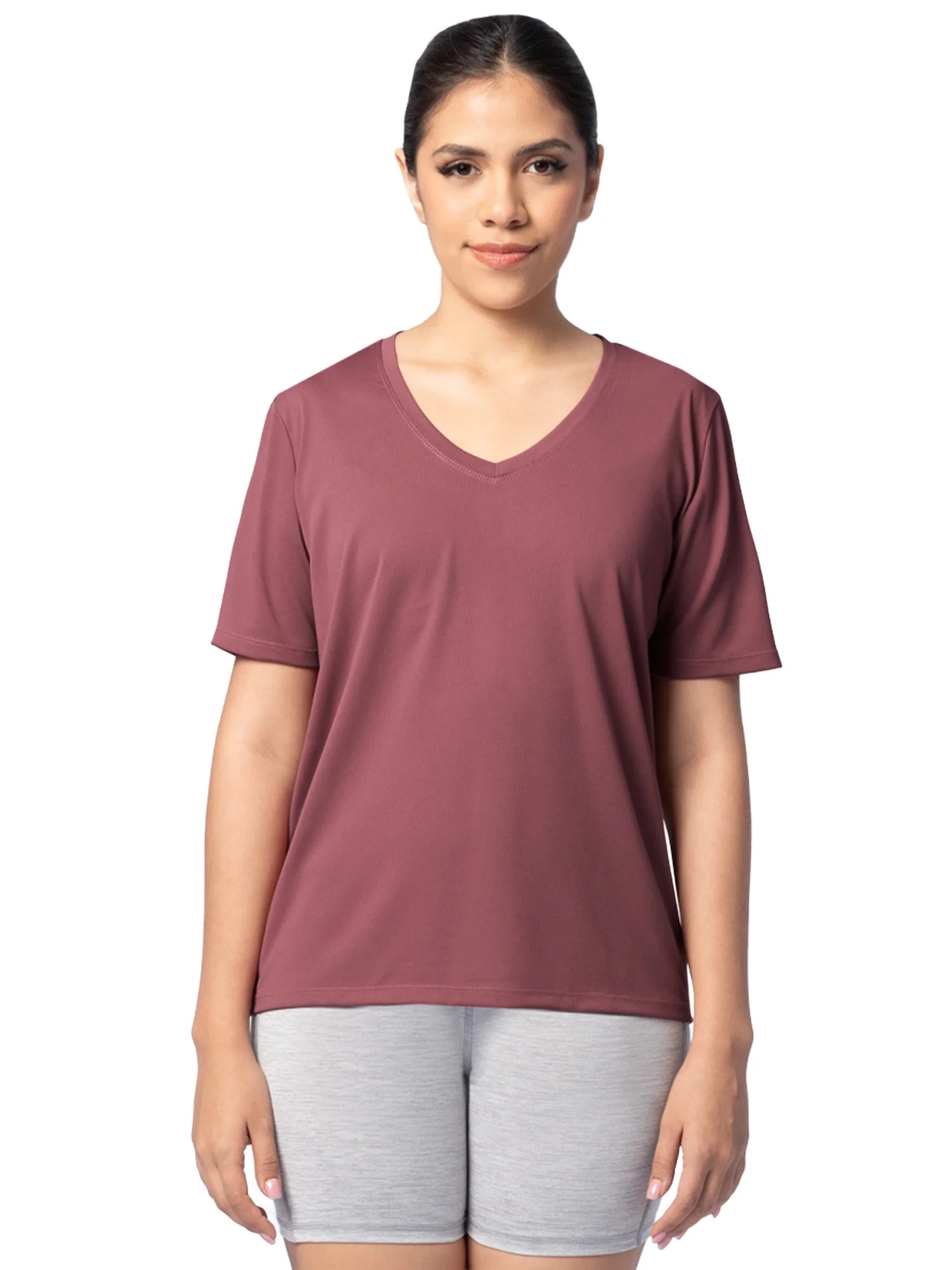 Athletic Works Women's Active Texture Knit V-Neck Tee, Sizes XS-XXXL | Walmart (US)