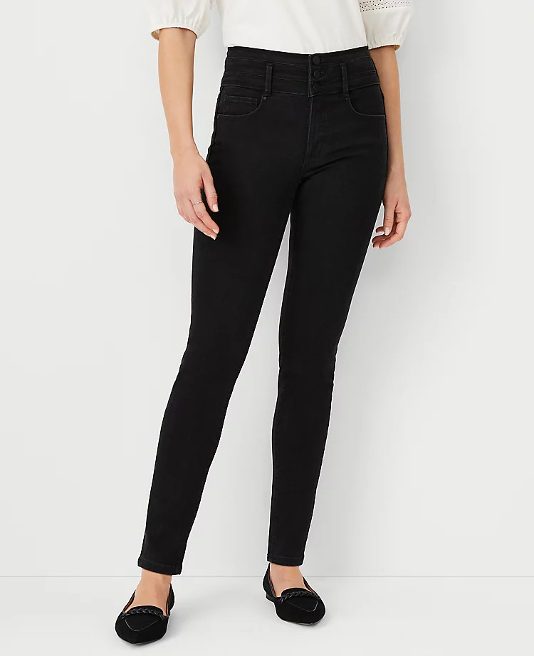 Sculpting Pocket High Rise Skinny Jeans in Jet Black Wash | Ann Taylor | Ann Taylor (US)