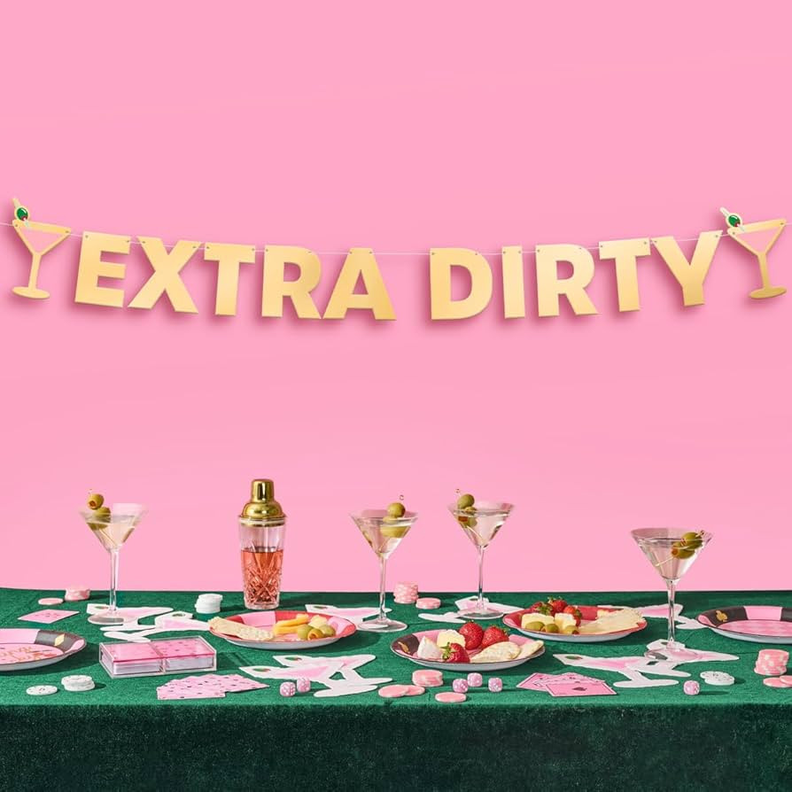 xo, Fetti Extra Dirty Martini Gold Foil Banner - 5 Ft. | Bachelorette Decoration, Birthday Party ... | Amazon (US)