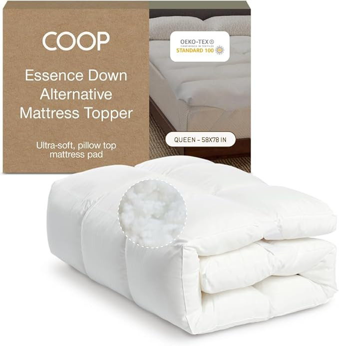 Coop Home Goods Essence Down Alternative Mattress Topper Queen, Plush 2-Inch Gusset and Baffle Bo... | Amazon (US)