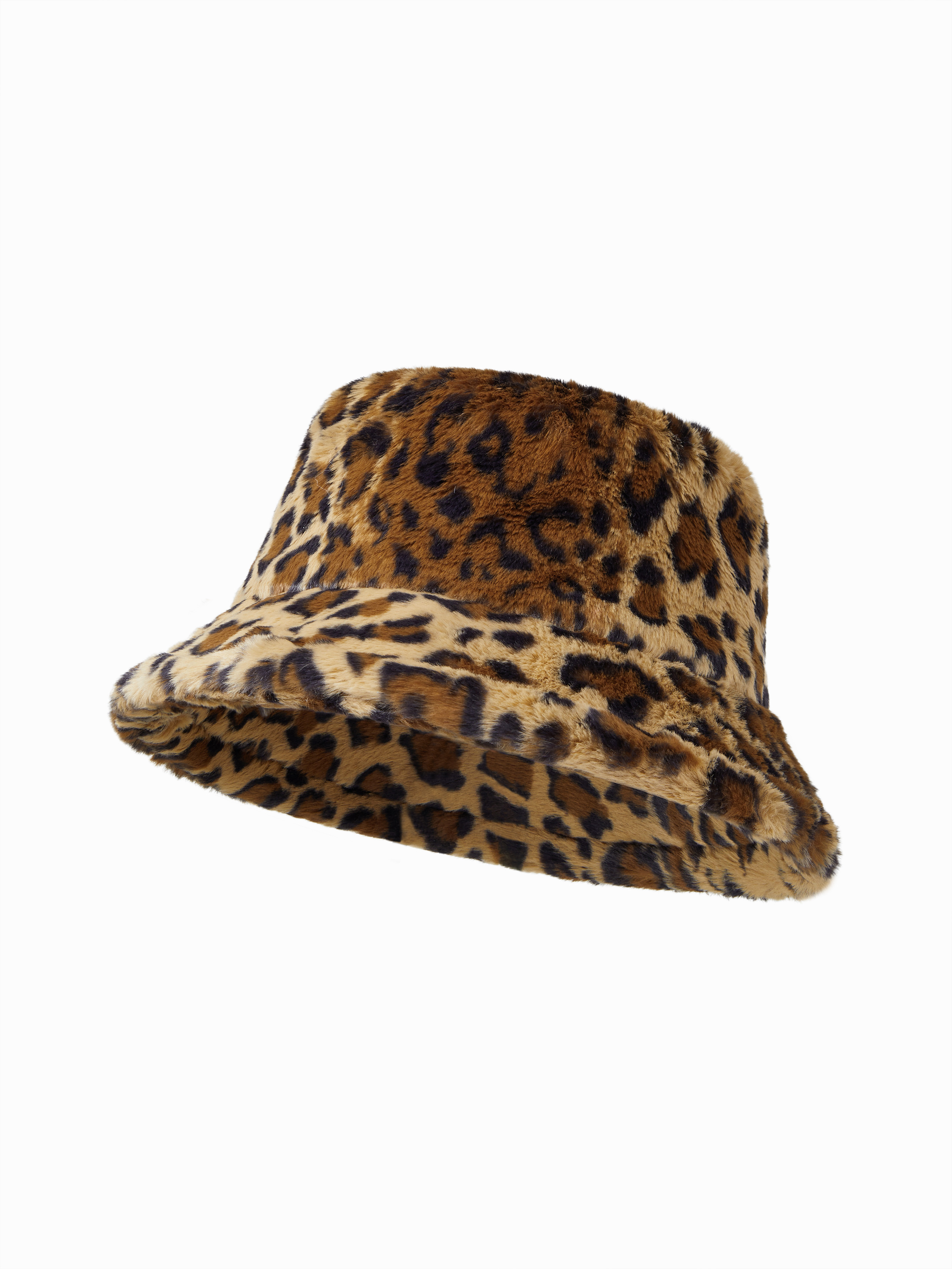 LEOPARD PRINT FUZZY BUCKET HAT For Daily Casual | Cider