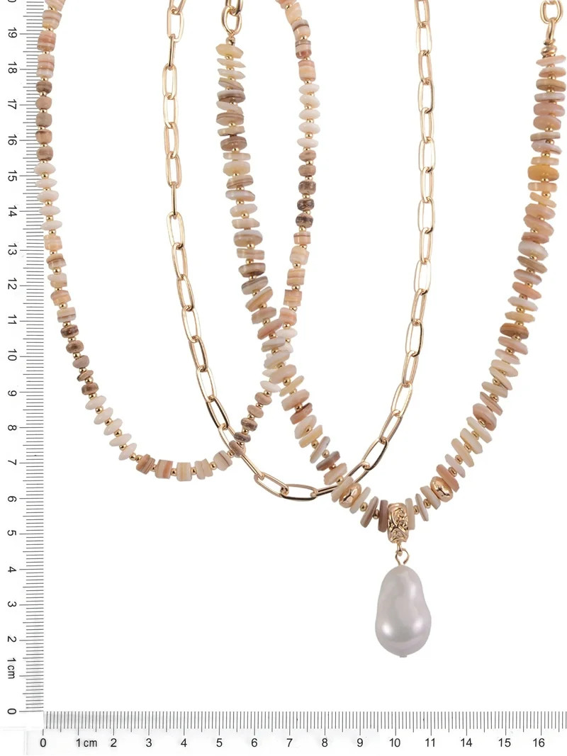 Time and Tru Adult Female Gold-Tone Metal Heishi Shell Beads, Oval Cable Chain, and Acrylic Beads... | Walmart (US)
