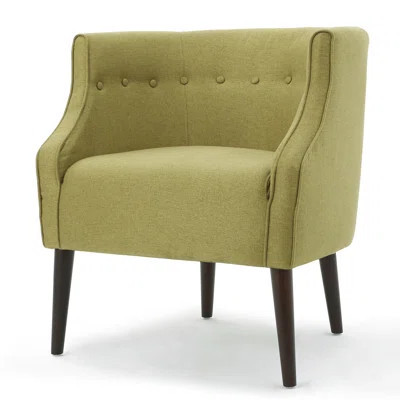 Elegant Club Chair Featuring Button Tufting And Tonal Piping, Fabric Upholstery, Birch Legs, 28.52”w X 30.11”h 27.1”d With Stylish Back Wood Support, | Wayfair North America