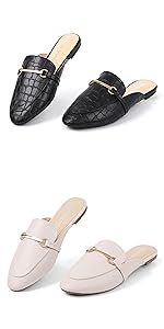 MUSSHOE Mules for Women Slip On Women's Flats Comfortable Closed Pointed Toe Backless Loafers Wom... | Amazon (US)