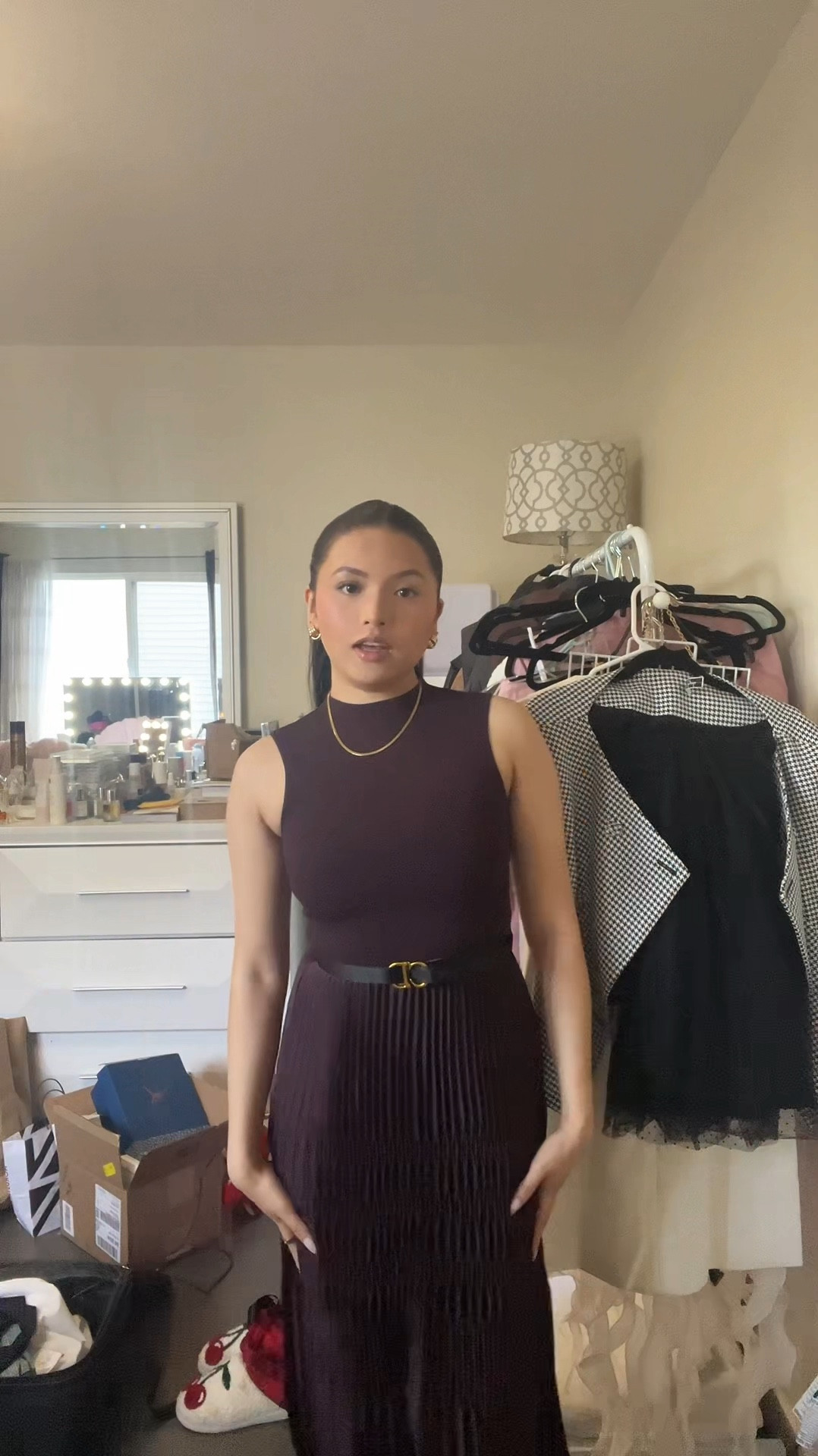 Get dress with me for work!

Theory Women's Burgundy Dress. Pleated along an A-line silhouette, this sleeveless dress is designed with a turtleneck. This midi length style combines a slim-fitting rib knit with our recycled satin woven from post-consumer materials with a subtle texture. 

Black kitten bow heals from Amazon!

#corporateoutfits

#LTKVideo #LTKWorkwear #LTKStyleTip