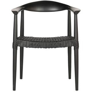 SAFAVIEH Bandelier Black Leather Arm Chair FOX1003B - The Home Depot | The Home Depot