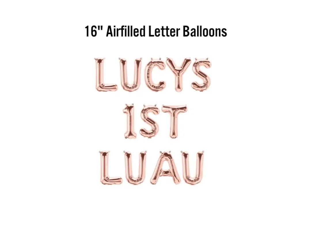 CUSTOM NAME 1st Luau 16" Air Filled Balloon Banner, Tropical 1st Birthday, Customized, Hawaiian -... | Etsy (US)