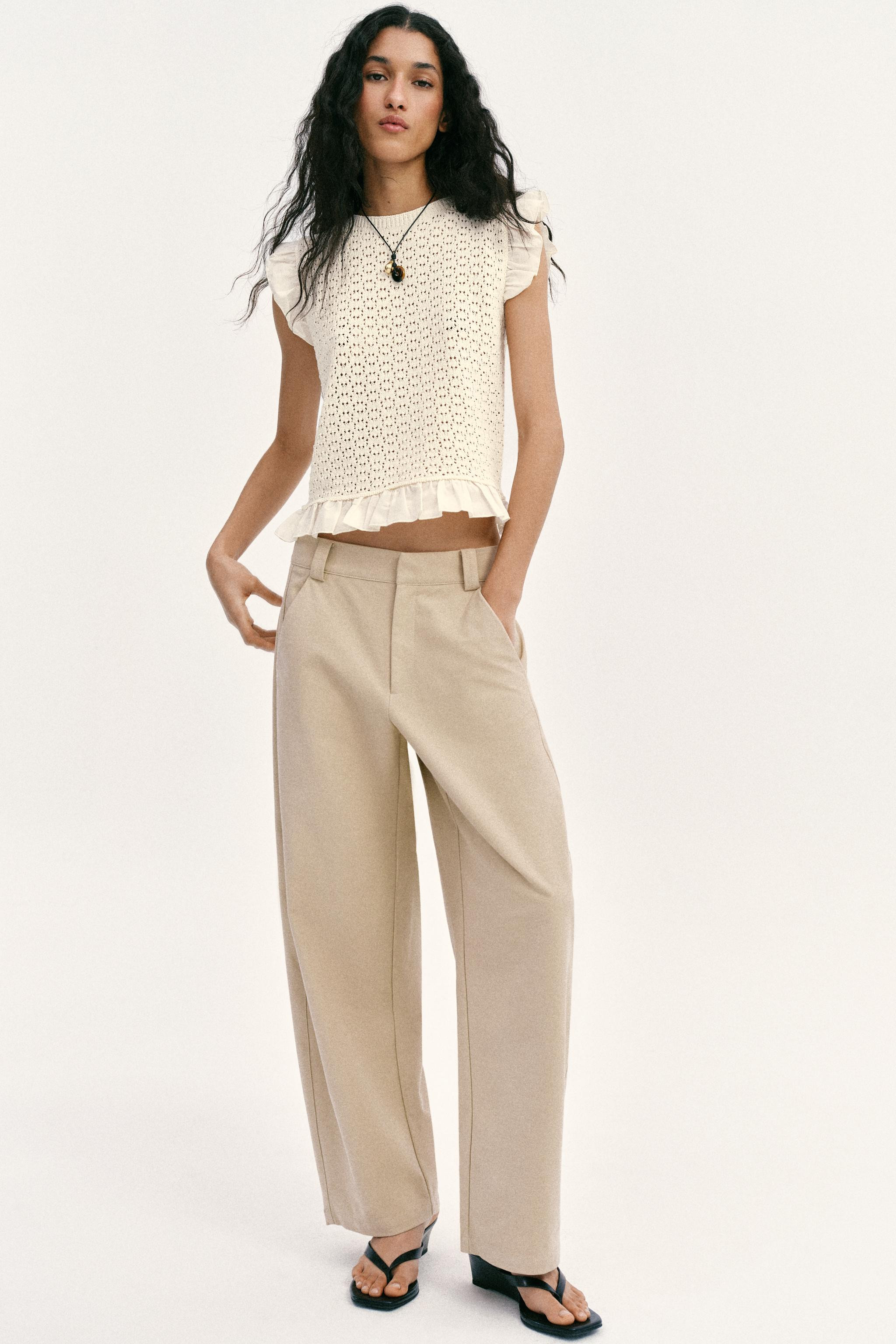 COMBINED POINTELLE KNIT TOP | Zara US