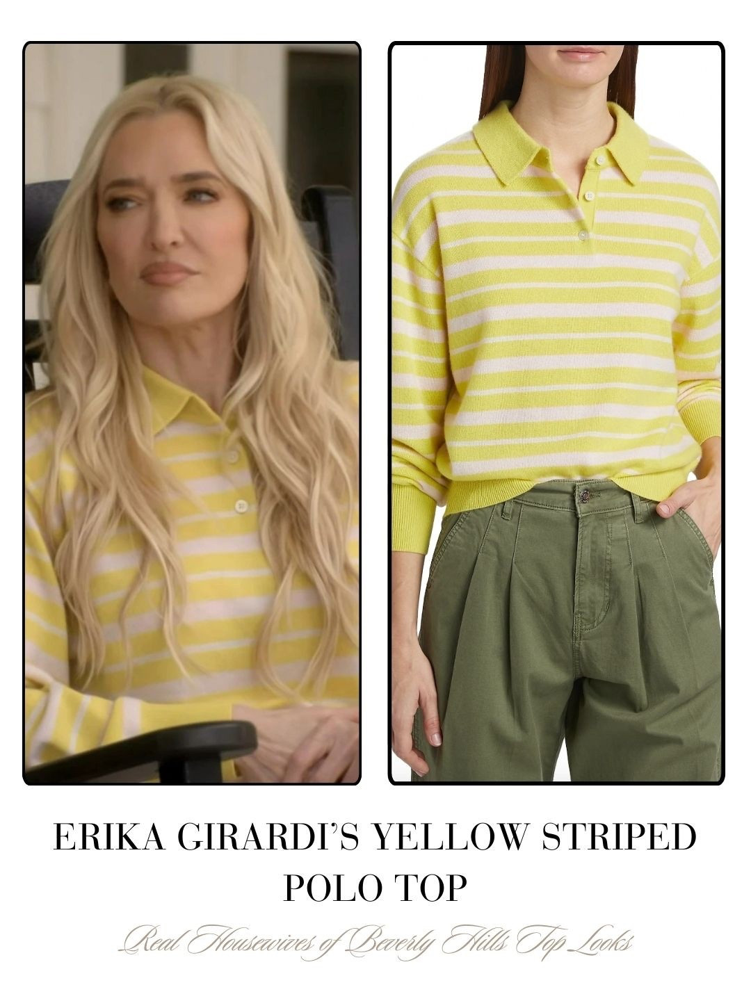 Erika Girardi’s Yellow Striped Polo Top
