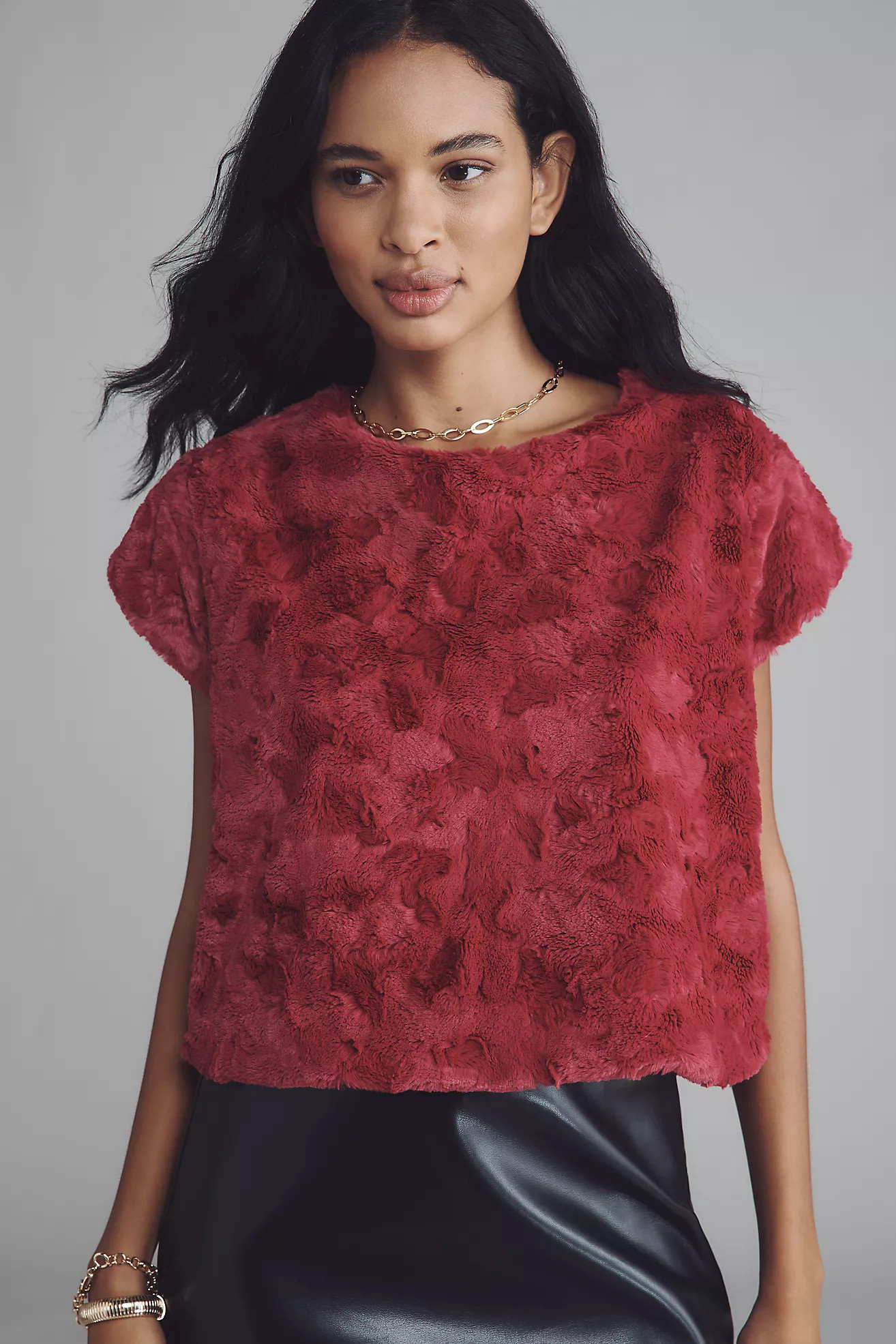 Maeve Faux-Fur Tee | Anthropologie (US)