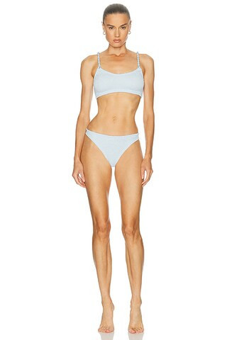 Hunza G Phoebe Bikini Set in Metallic Ice Blue - Baby Blue. Size all. | FWRD 