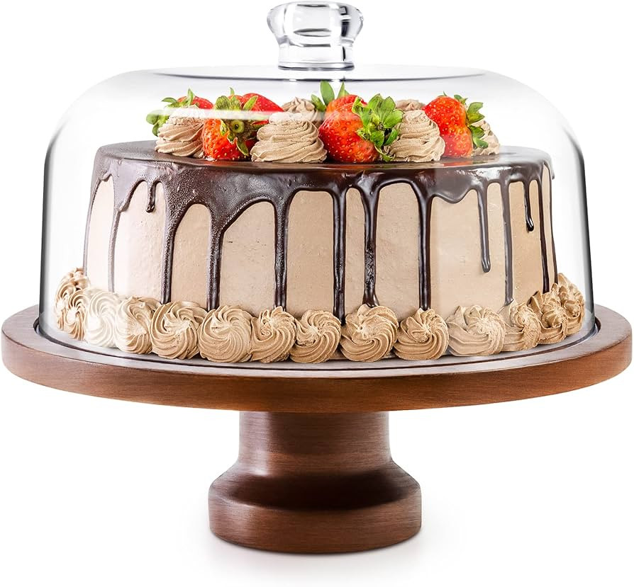 jkwokback Cake Stand with Dome and Acrylic Lid, Cake Plate and Plastic Cake Cover with Detachable... | Amazon (US)