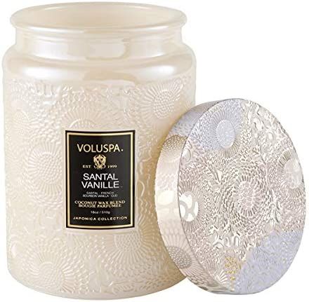 Voluspa Santal Vanille Candle | Large Glass Jar | 18 Oz | 100 Hour Burn | Vegan | All Natural Wic... | Amazon (US)