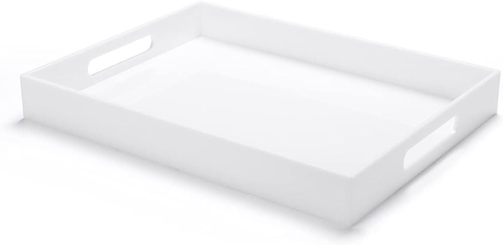 Modern Acrylic Ottoman Tray with Cutout Handles. Acrylic Serving Tray, Organizer Tray Decorative ... | Amazon (US)