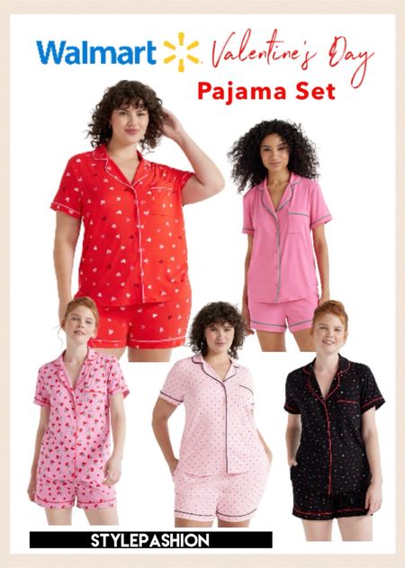 Cute knit pajama set under $20 at Walmart 💕❤️ heats pjs , pj set, shorts pjs, cupid pjs , Cupid pajamas, affordable pajamas, pj set , pajama set #walmartFashion #WalmartFinds 

#LTKSeasonal #LTKsalealert
