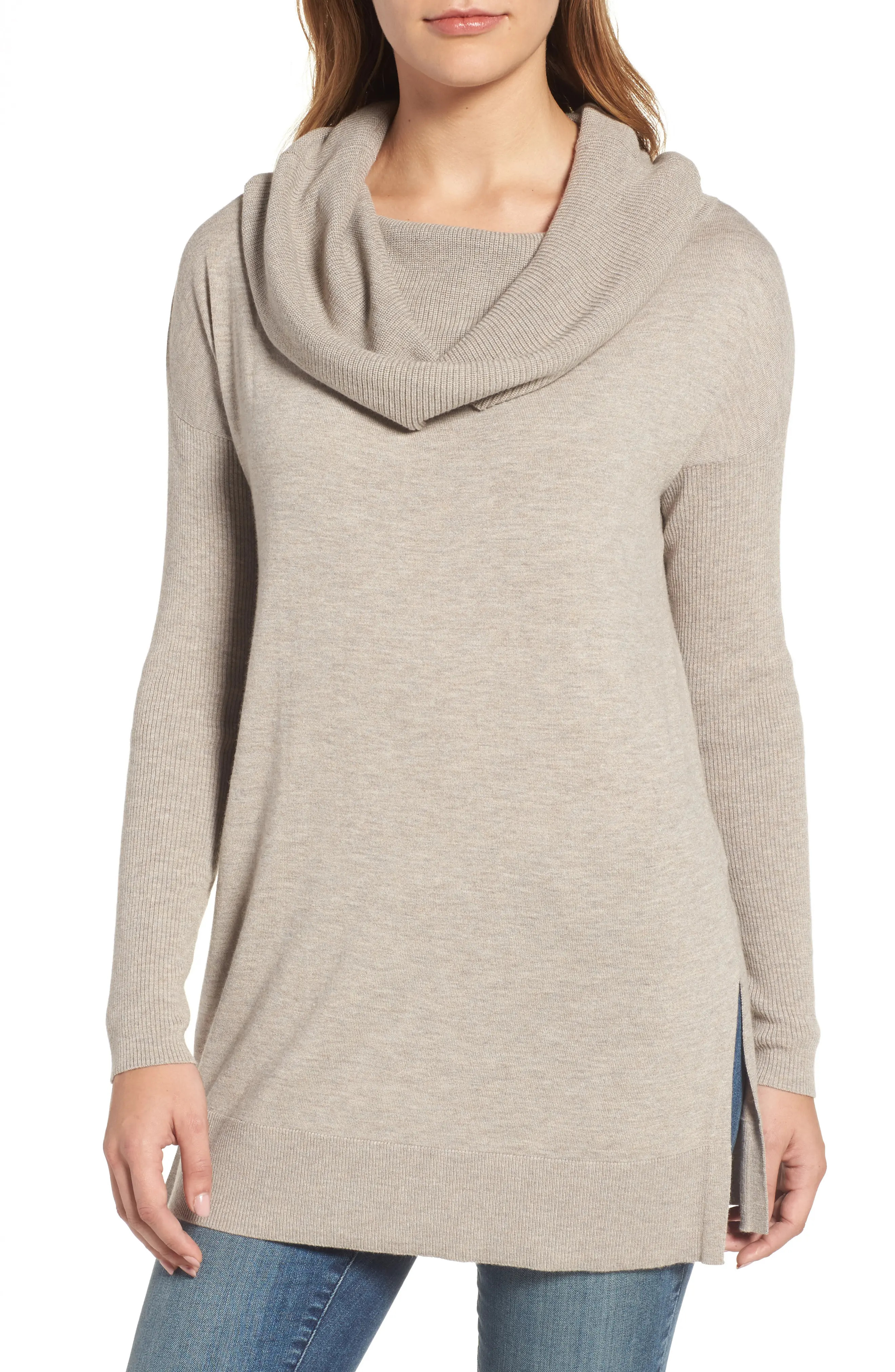 Caslon® Side Slit Convertible Cowl Neck Tunic (Regular & Petite) | Nordstrom