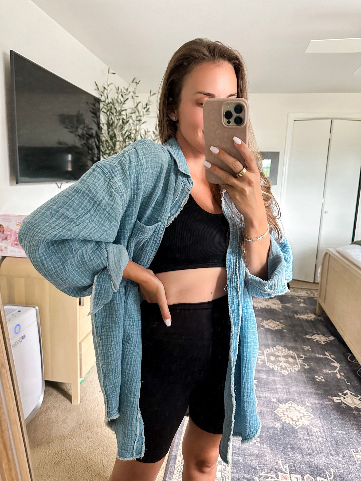 Wearing size small in linen button up shirt. On sale for $25. Makes the perfect swim cover up!#LTKSummerSales

#LTKSwim