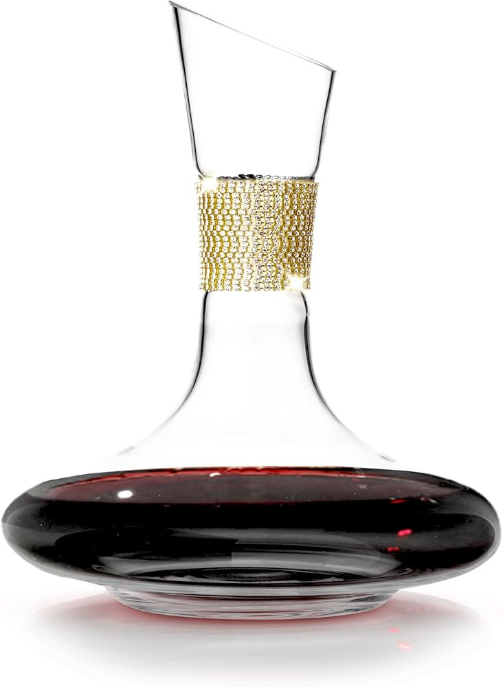Berkware Red Wine Decanter - Luxurious Wide Base Glass Wine Carafe with Dazzling Rhinestone Desig... | Amazon (US)