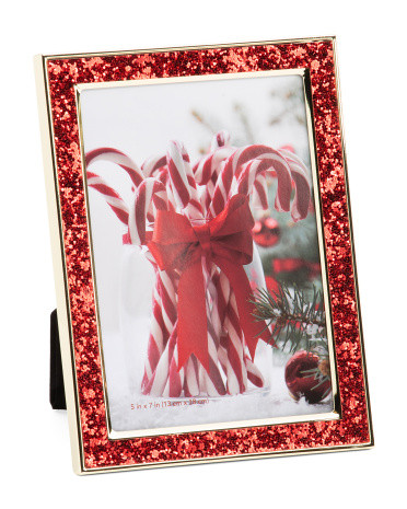 5x7 Holiday Glitter Tabletop Picture Frame | Metal | Marshalls